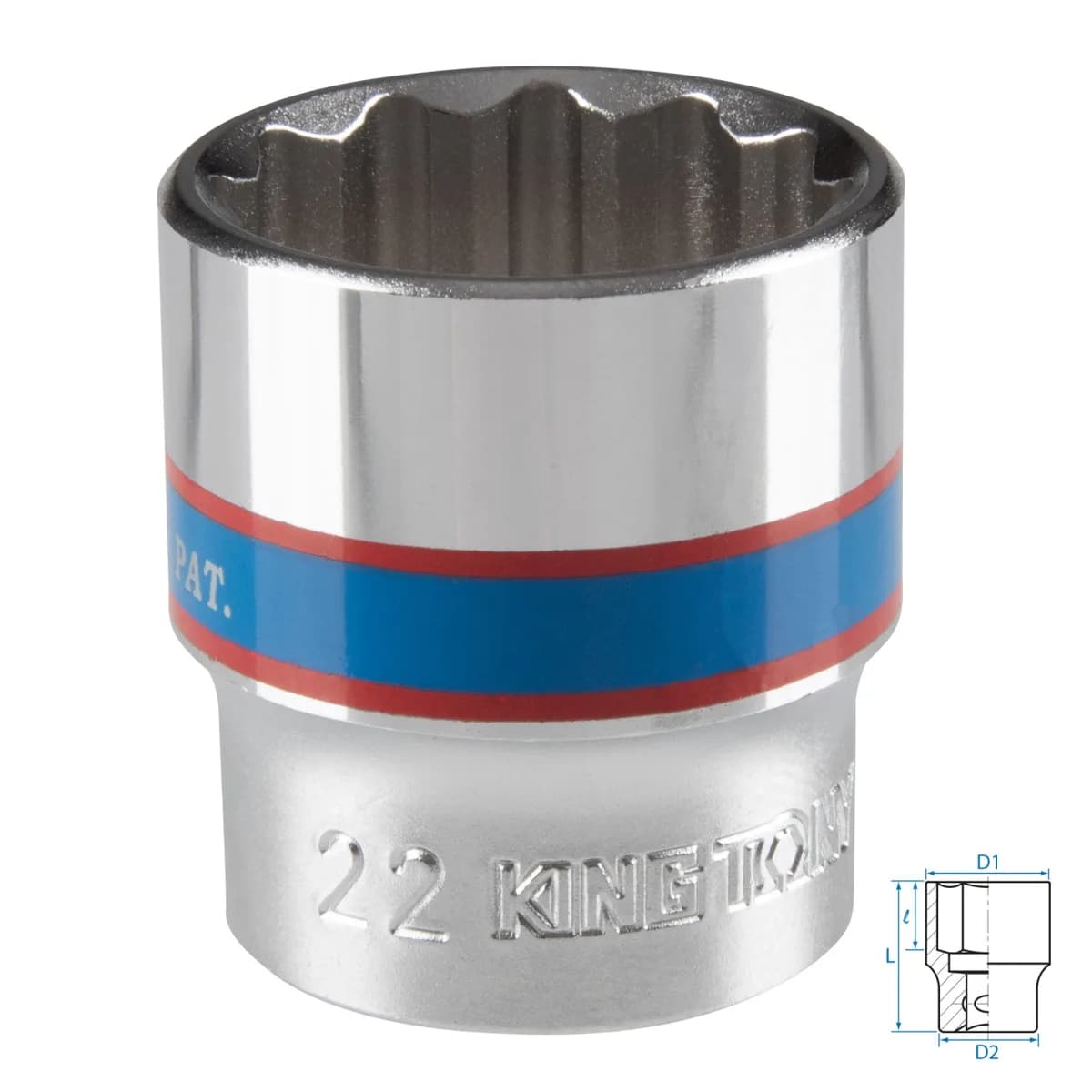 Головка торцевая стандартная двенадцатигранная 3/8", 22 мм KING TONY 333022M