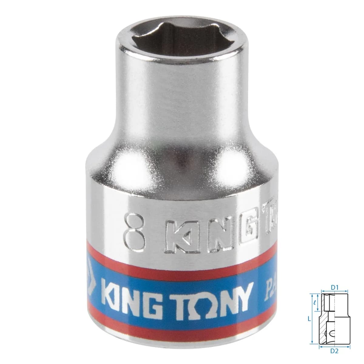 Головка торцевая стандартная шестигранная 3/8", 8 мм KING TONY 333508M