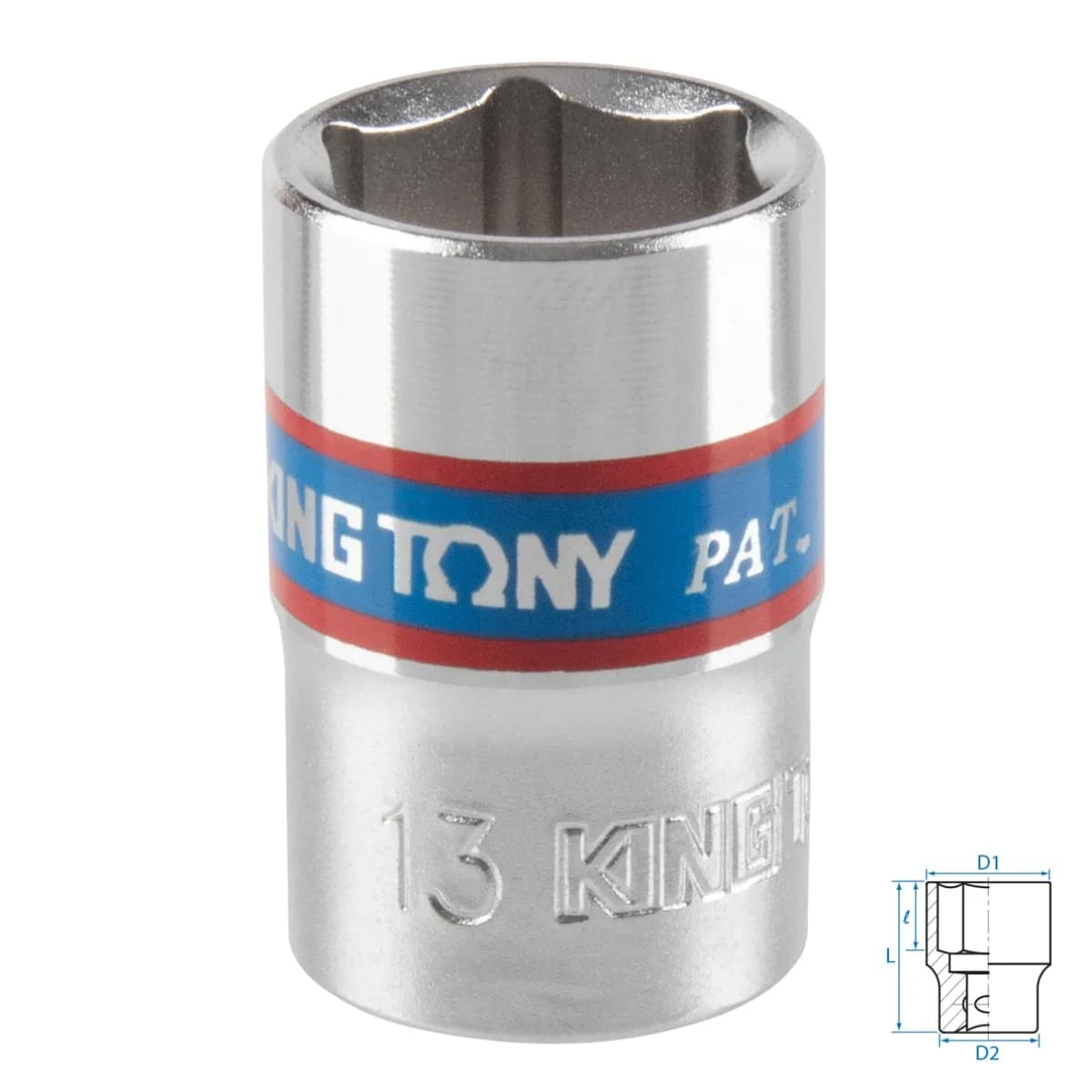 Головка торцевая стандартная шестигранная 3/8", 13 мм KING TONY 333513M