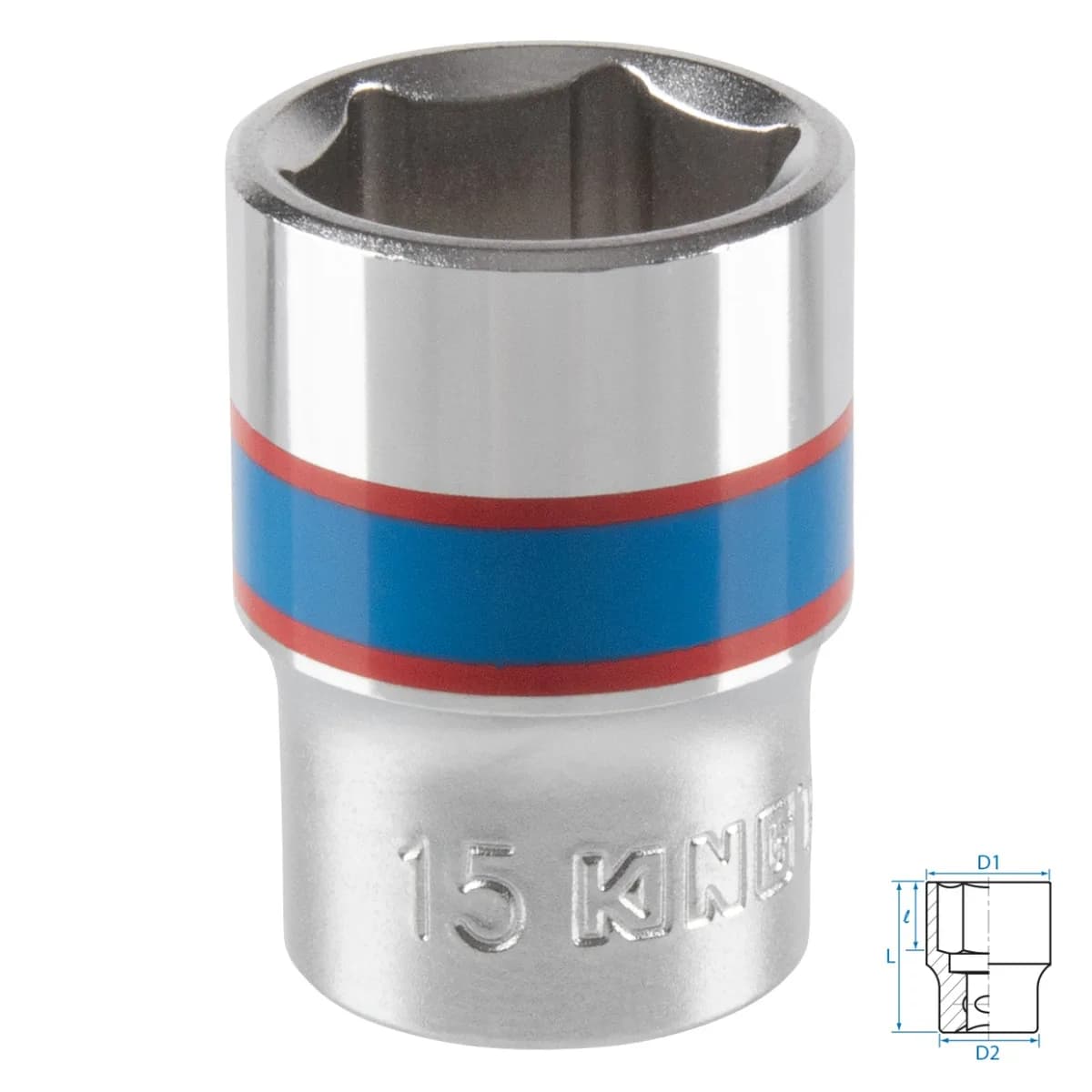 Головка торцевая стандартная шестигранная 3/8", 15 мм KING TONY 333515M