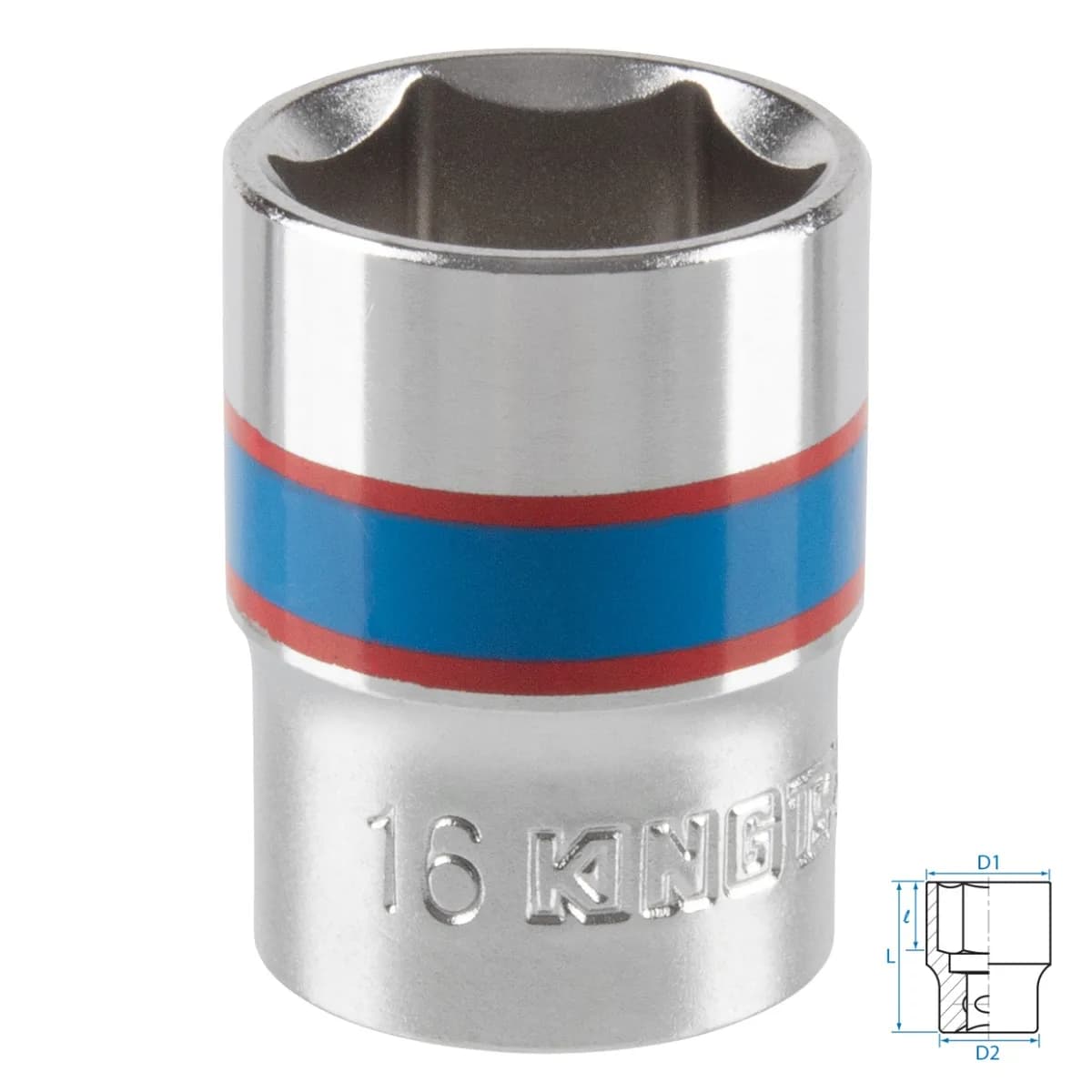 Головка торцевая стандартная шестигранная 3/8", 16 мм KING TONY 333516M