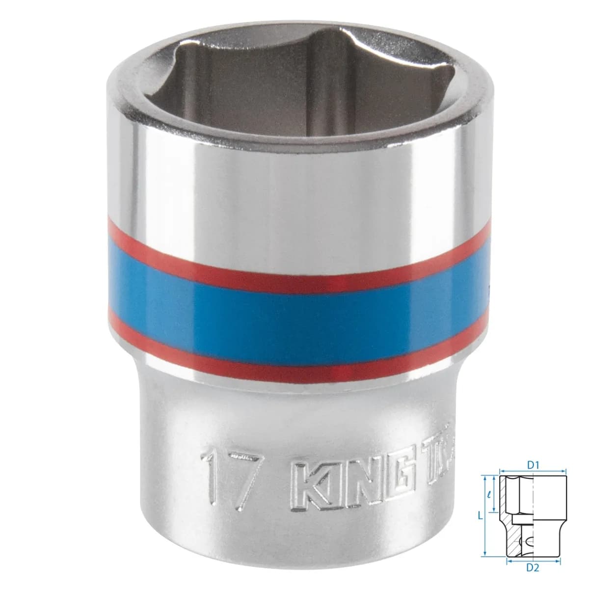 Головка торцевая стандартная шестигранная 3/8", 17 мм KING TONY 333517M
