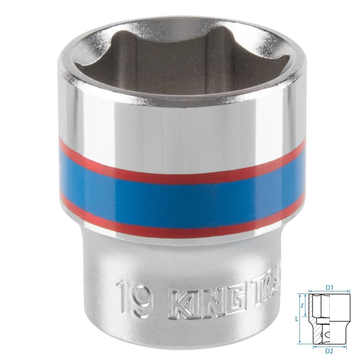 Головка торцевая стандартная шестигранная 3/8", 19 мм KING TONY 333519M