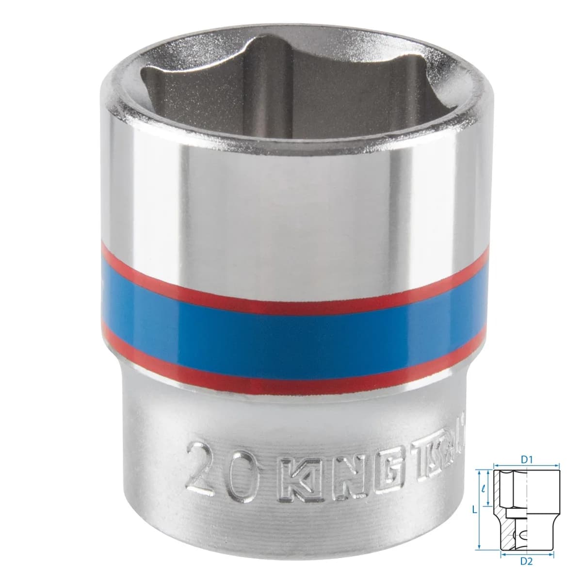 Головка торцевая стандартная шестигранная 3/8", 20 мм KING TONY 333520M