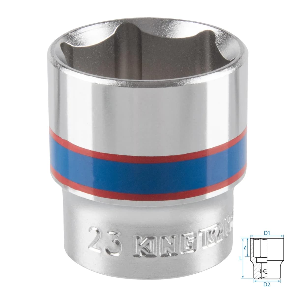 Головка торцевая стандартная шестигранная 3/8", 23 мм KING TONY 333523M