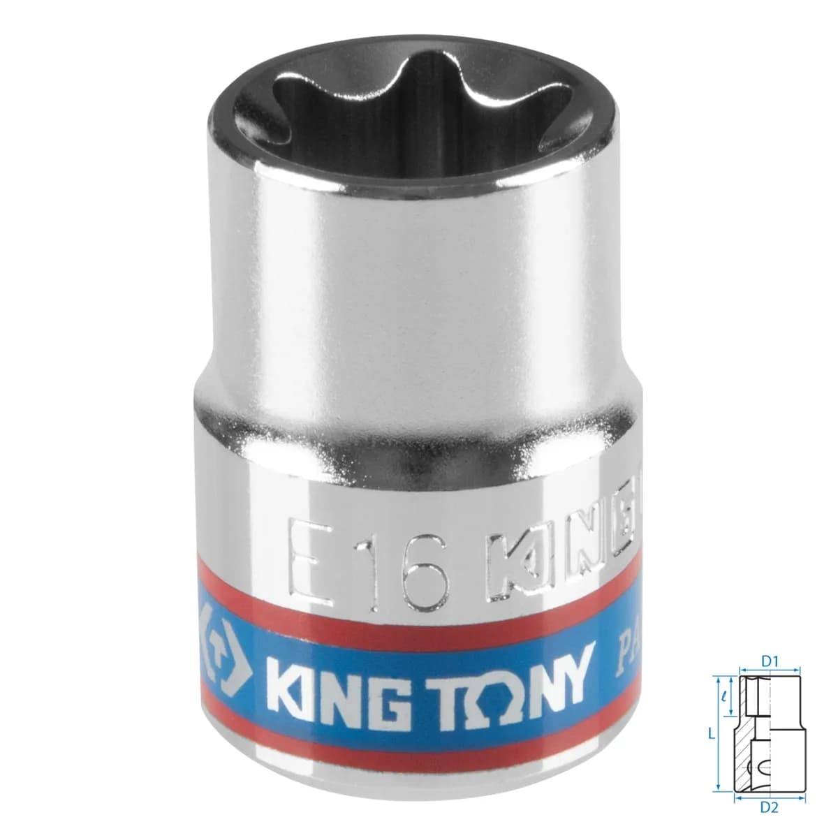 Головка торцевая TORX Е-стандарт 3/8", E16, L = 28 мм KING TONY 337516M
