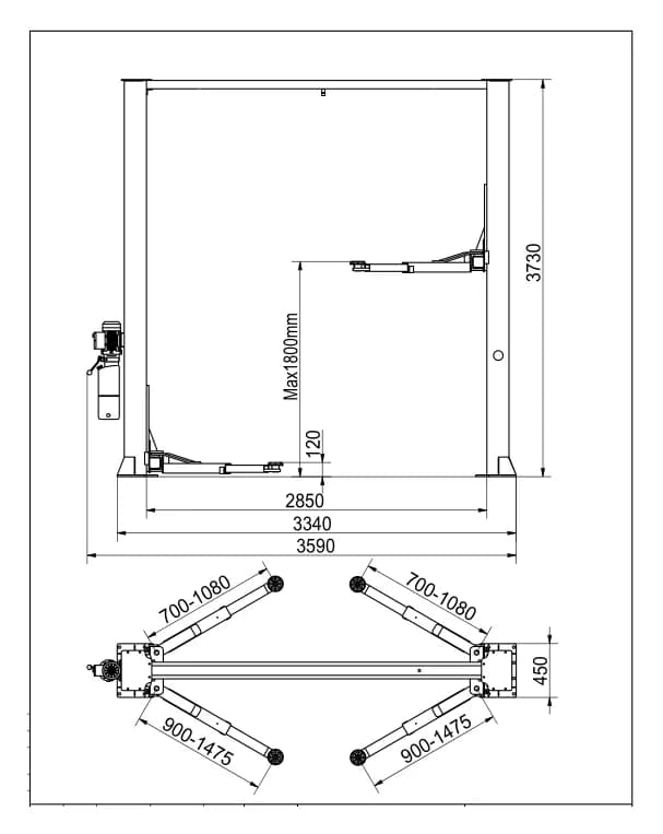 Подъёмники двухстоечные CORSO 2B/220