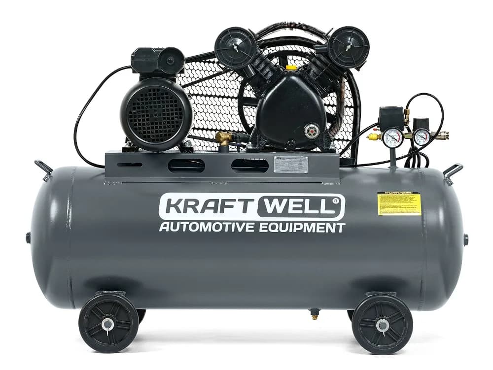 KraftWell KRW-AC420-100L/220 Компрессор поршневой 420 л/мин, 10 бар, 100 л