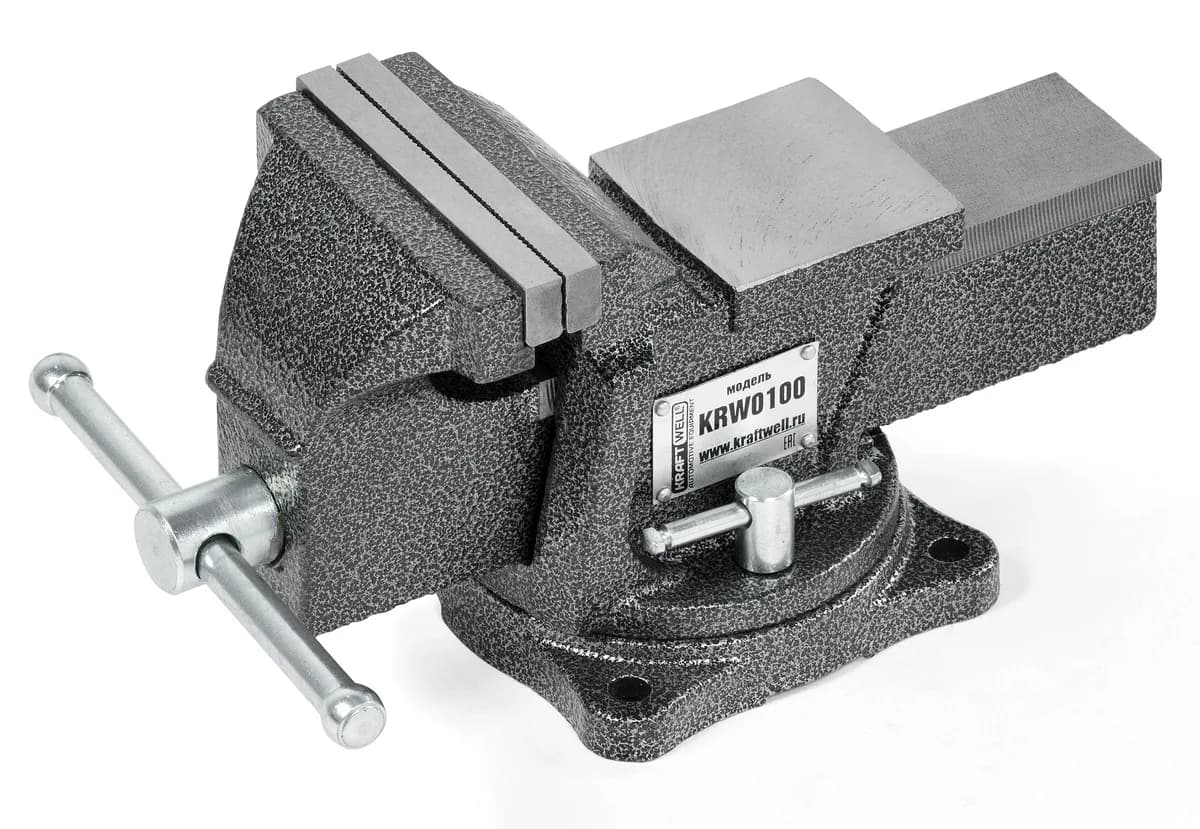 KraftWell KRW0100 Тиски слесарные вращающиеся 100 мм