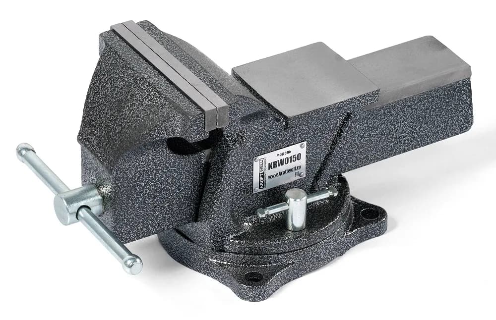 KraftWell KRW0150 Тиски слесарные вращающиеся 150 мм