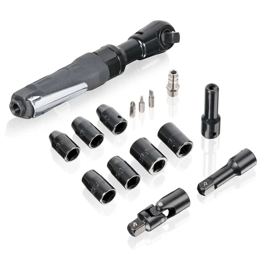 KraftWell KRW12RW-T Трещотка пневматическая 1/2" с головками, кейс