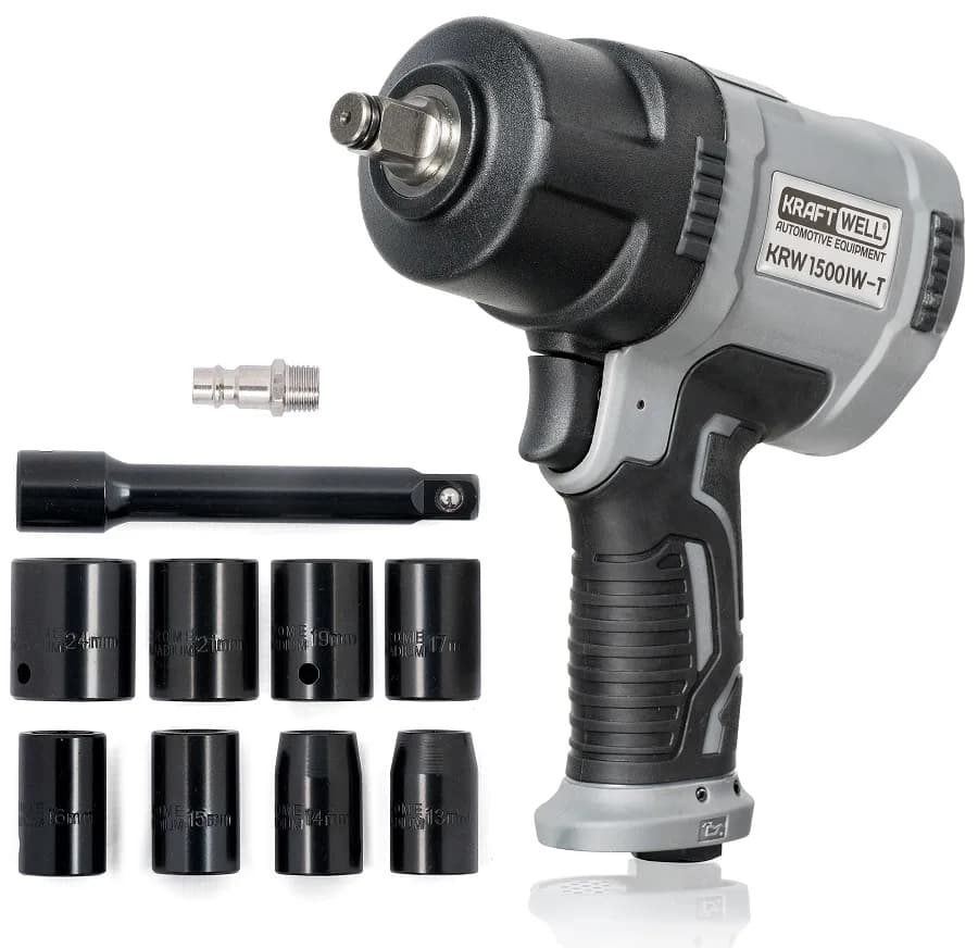 KraftWell KRW1500IW-T Гайковерт пневматический 1/2" 1500 Нм, головки