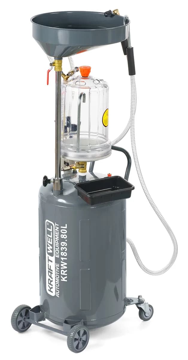 KraftWell KRW1839.80L Установка слива/откачки масла, ванна+бак, 100 л