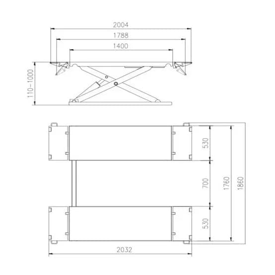 KraftWell KRW3TN/220 Подъемник комплект ножничный 3 т, подъем 620 мм