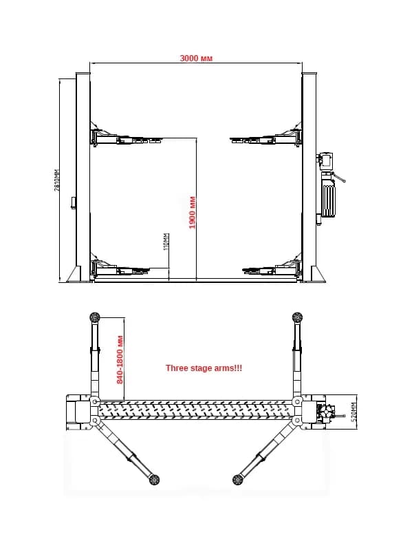 Подъёмники двухстоечные KRW5.5MXL