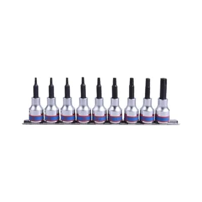 Набор торцевых насадок 1/2", TORX, Т20-Т60 мм, L = 80 мм, 9 предметов