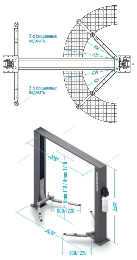 Подъёмники двухстоечные N4120HE-4G_3+2