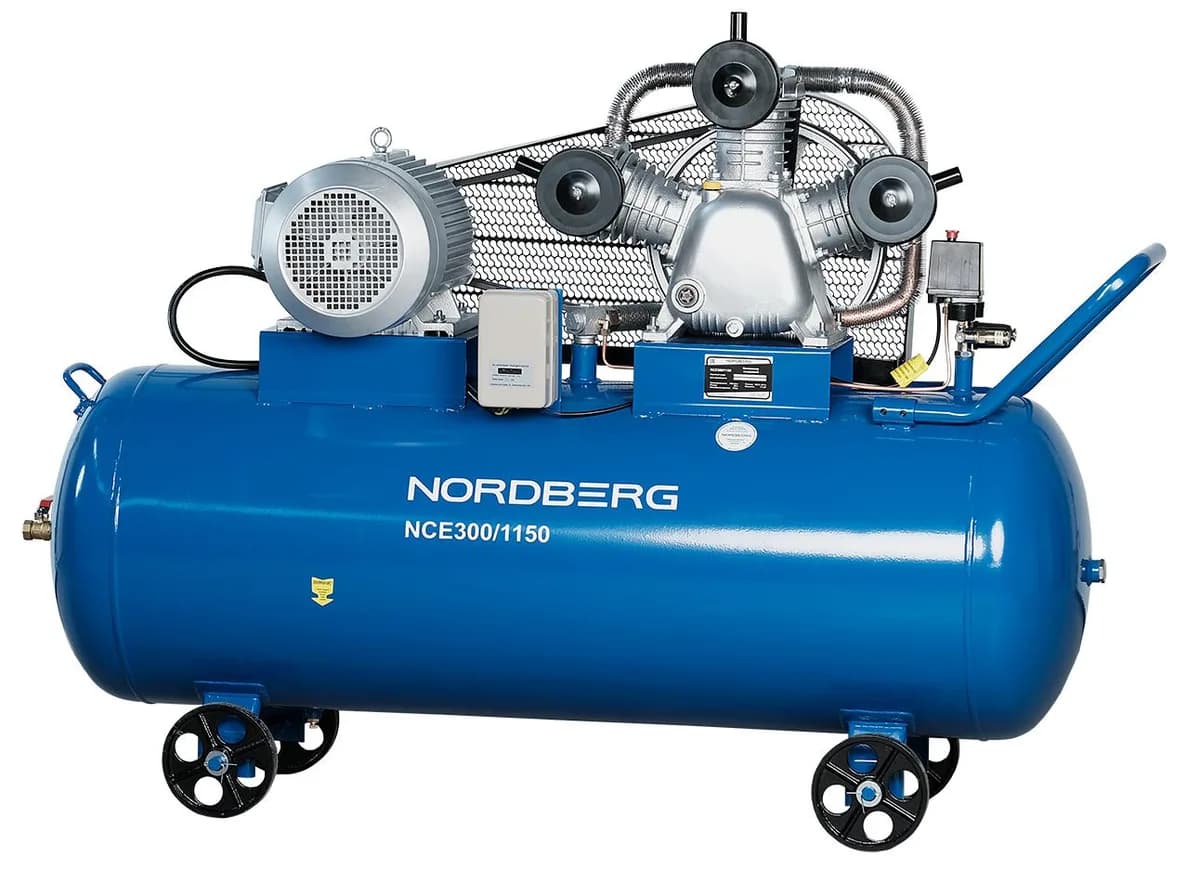 NCE300/1150 NORDBERG КОМПРЕССОР 3-х поршн., ременной, чугунная головка, 380В, ресив. 300л, 1150л/мин