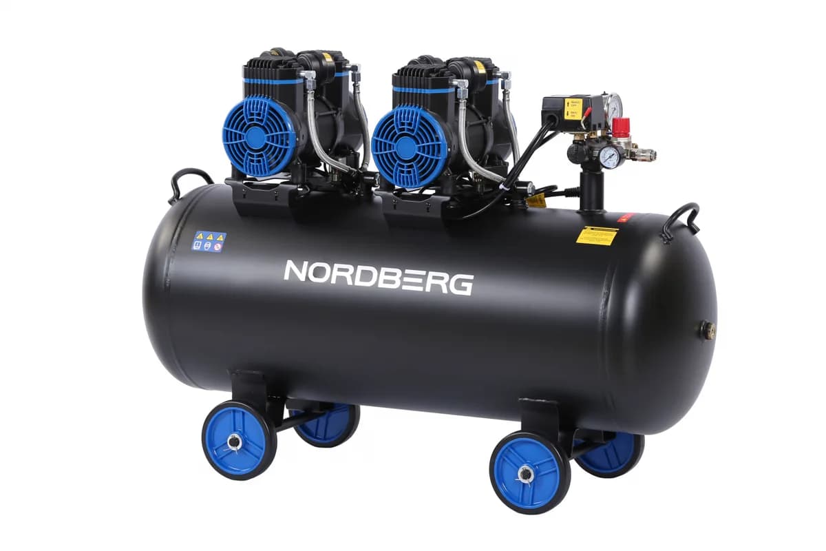 NCEO120/500 NORDBERG Компрессор безмасляный 220 В, ресивер 125 л, 500 л/мин