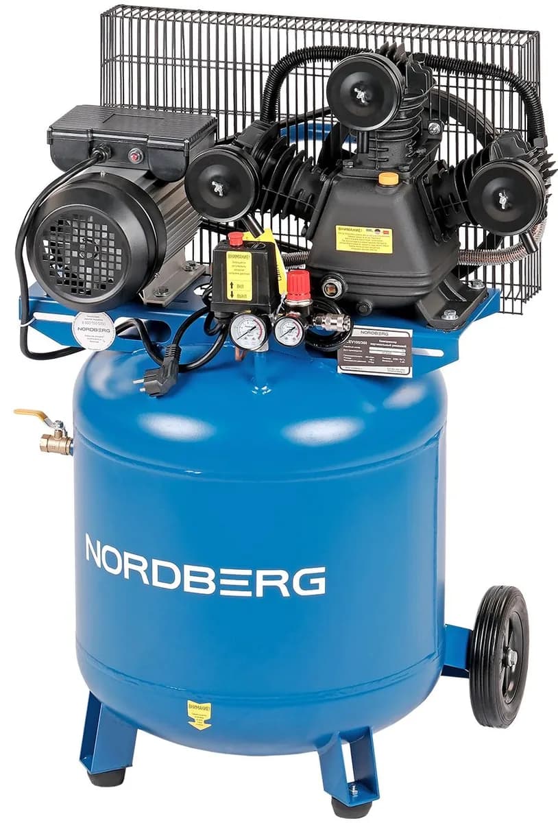 NCEV100/360 NORDBERG Компрессор вертикальный поршневой с ременной передачей 220В, ресивер 100л, 360л/мин