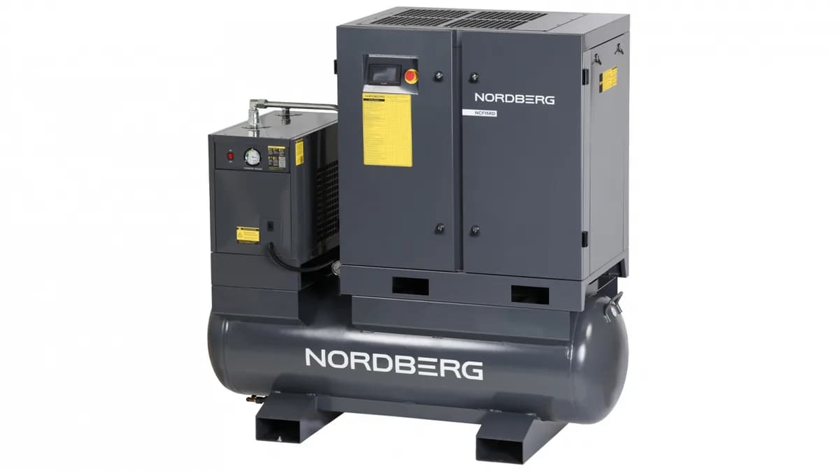 NCF15RD NORDBERG Компрессор винтовой, 11 кВт, 10 бар, 1550 л/мин, ресивер 410 л, с частотным преобразователем, осушитель