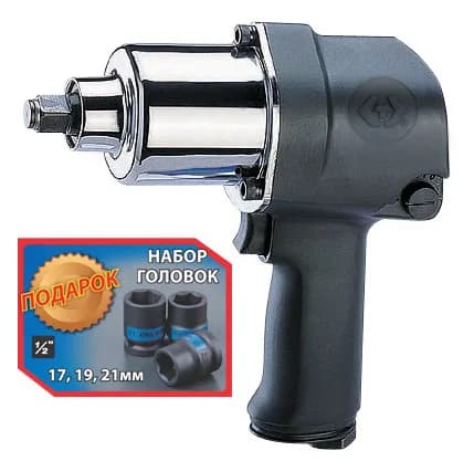 Пневмогайковерт 1/2", 881 Нм, 3 торцевые головки в комплекте P33411-050B