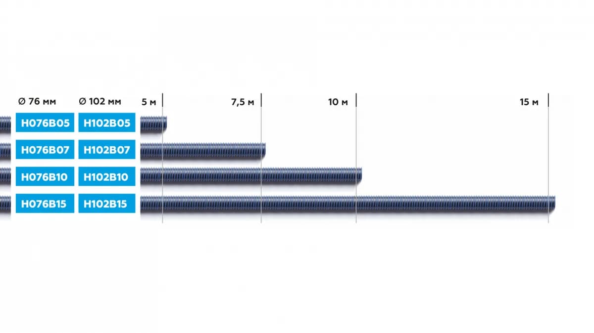 Шланг газоотводный D=76мм, длина 15м (синий) NORDBERG H076B15