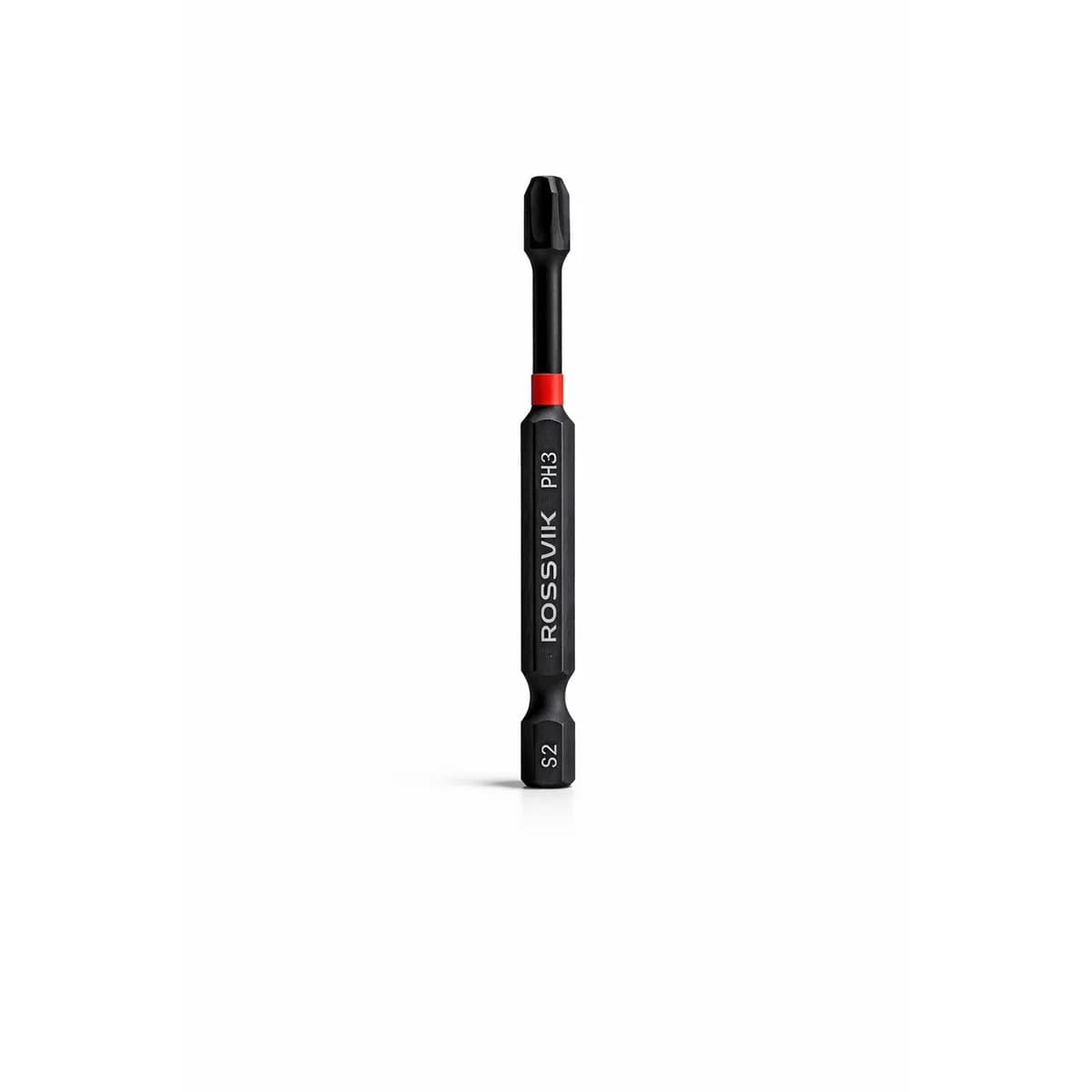 Бита ударная крестовая ROSSVIK 6375PH3-IB, PH3, 75 мм, 1/4", сплав S2 (10шт в коробке)