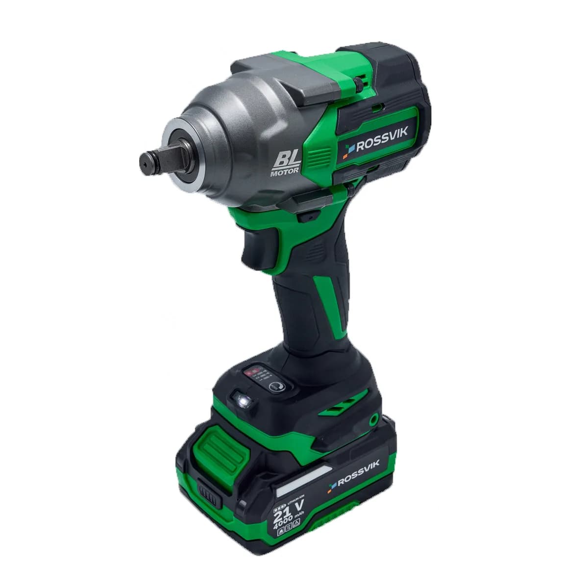 Гайковерт аккумуляторный ROSSVIK RIW-1000, 1/2", 1000Nm, 21В, 1,9кг (арт.RIW1000/1, 1 АКБ, ЗУ, кейс)