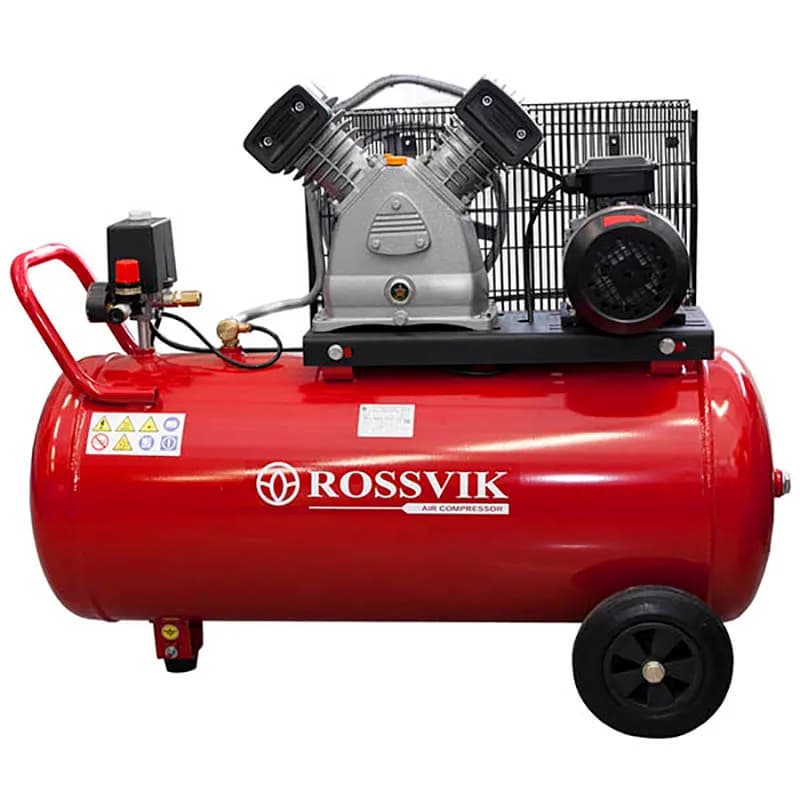 Компрессор ROSSVIK СБ4/С-100.LB30А, 420 л/мин, 10 бар, ресивер 100 л, 220 В/2,2 кВт, красный