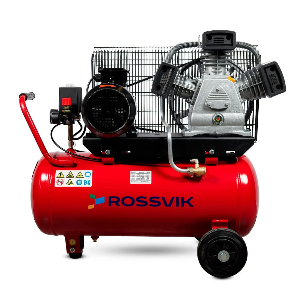 Компрессор ROSSVIK СБ4/С-50.LB40, 580 л/мин, 10 бар, ресивер 50 л, 380 В/3 кВт, красный