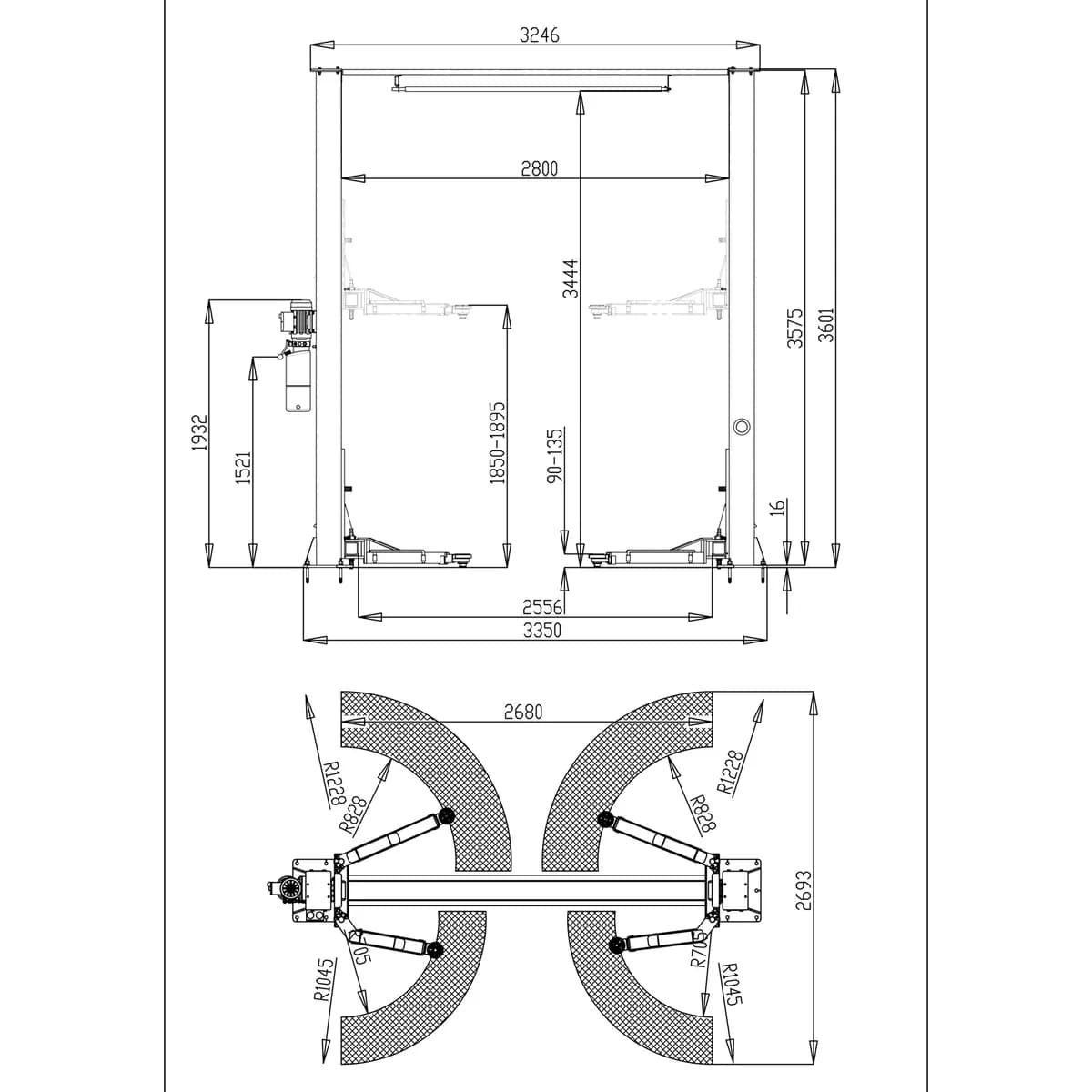 Подъёмники двухстоечные V2-4L.220.5005