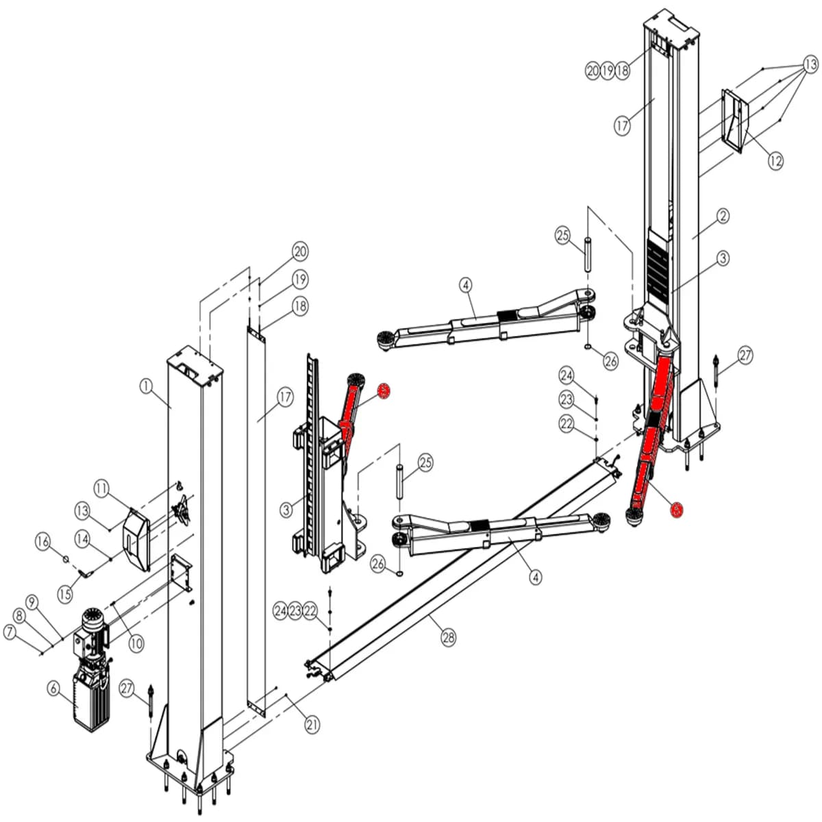 Трехсекционная лапа правая 760-1460 V2-5.5 RAL1018