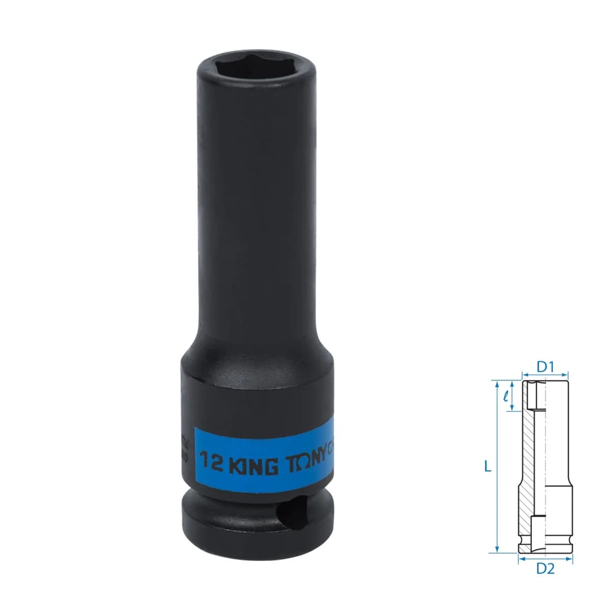 Головка торцевая ударная глубокая шестигранная 1/2", 12 мм KING TONY 443512M