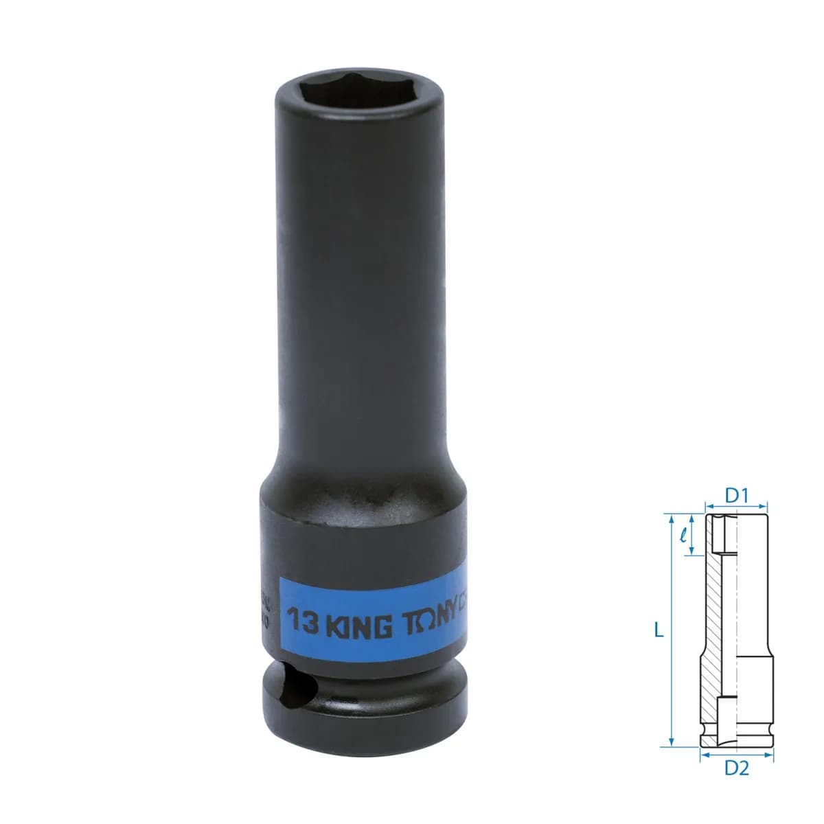 Головка торцевая ударная глубокая шестигранная 1/2", 13 мм KING TONY 443513M