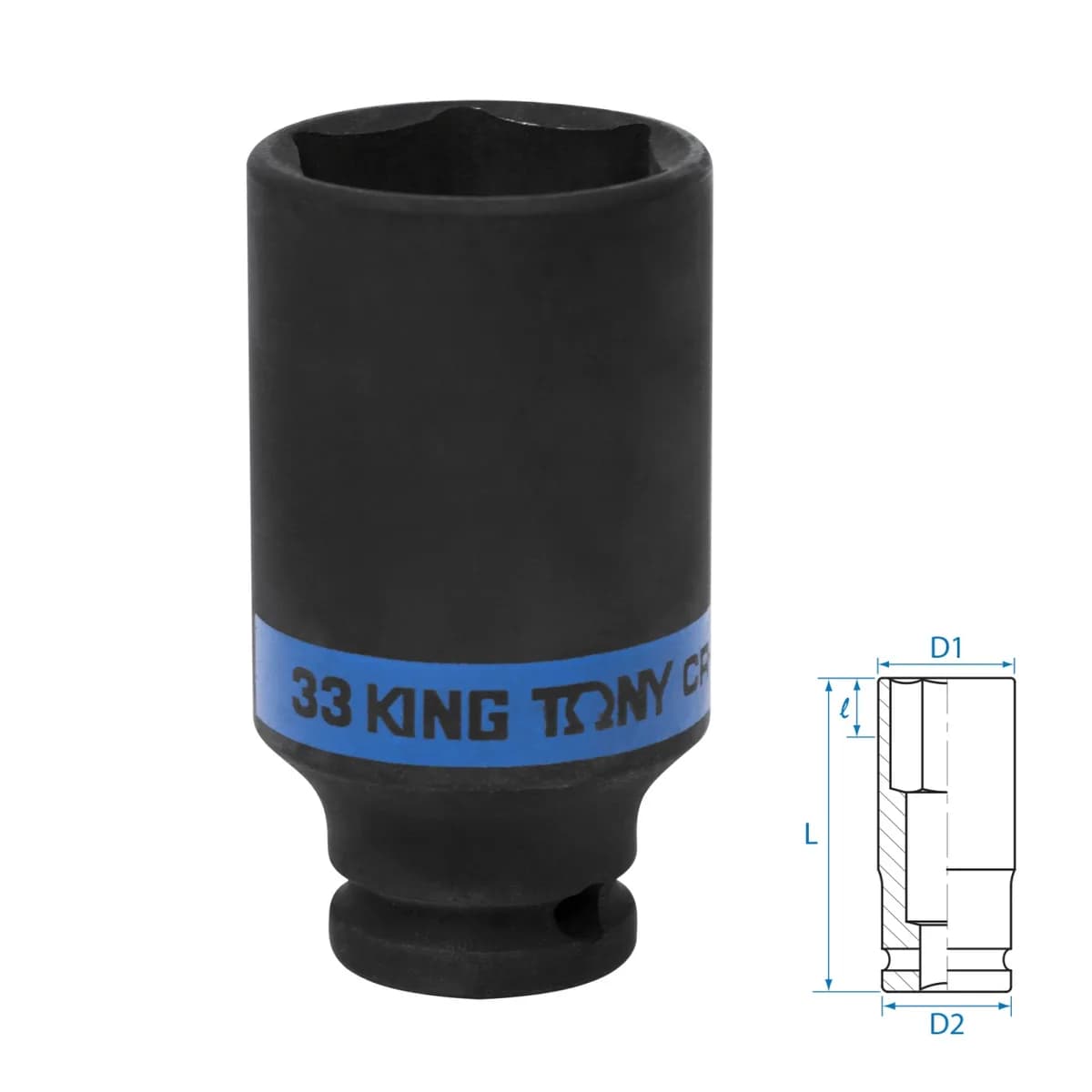 Головка торцевая ударная глубокая шестигранная 1/2", 33 мм KING TONY 443533M