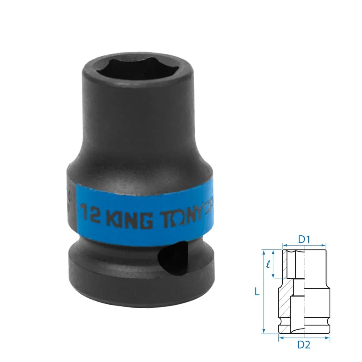 Головка торцевая ударная шестигранная 1/2", 12 мм KING TONY 453512M