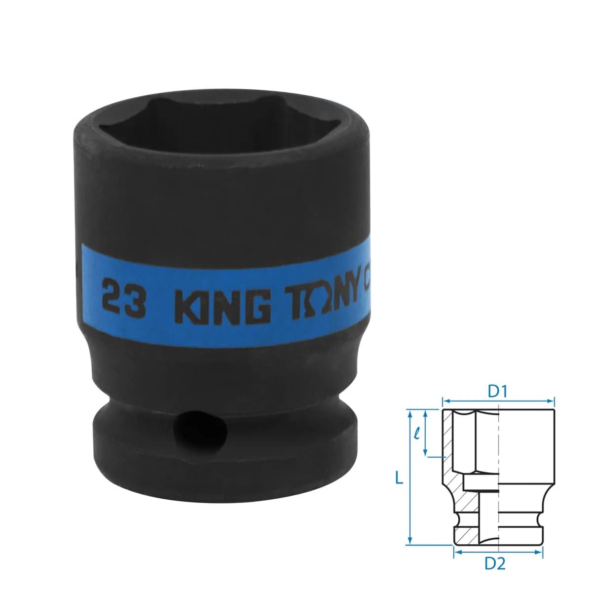 Головка торцевая ударная шестигранная 1/2", 23 мм KING TONY 453523M