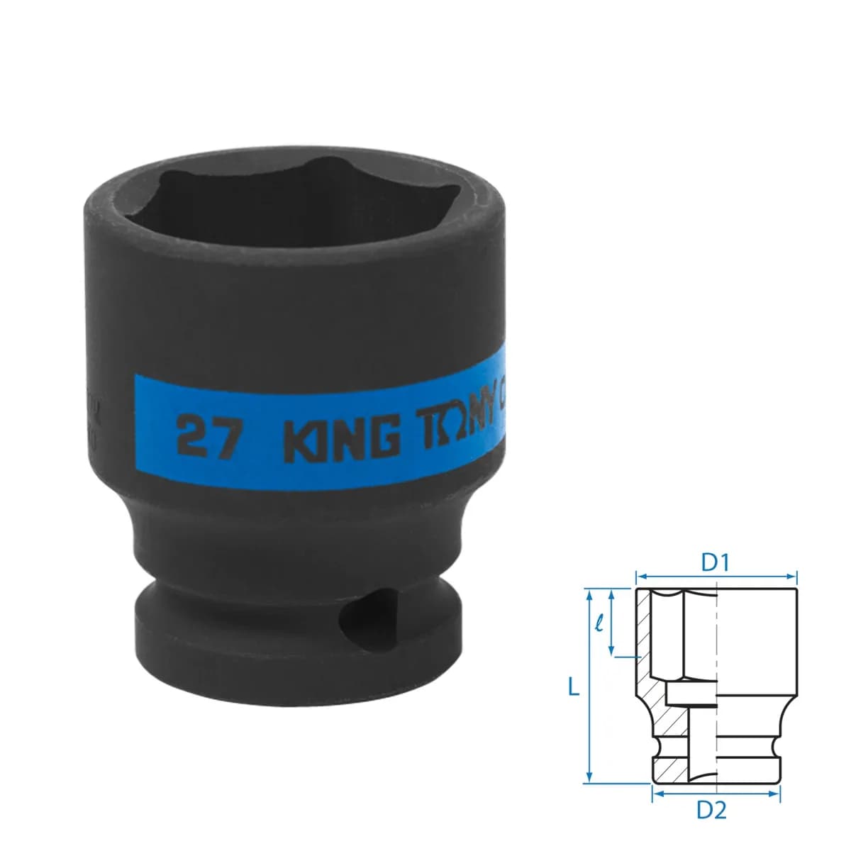 Головка торцевая ударная шестигранная 1/2", 27 мм KING TONY 453527M