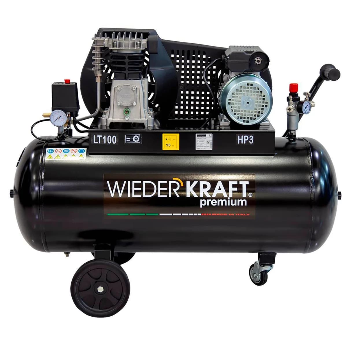 WDK-91040 Компрессор поршневой с ременным приводом 400 л/мин, 2.2 КВт, 220 В, ресивер 100 л