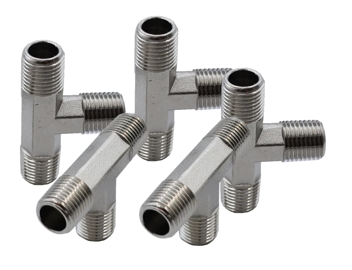 KraftWell KRW-TT14M3-5 Тройник Т-образный M1/4"-M1/4"-M1/4", 5 шт