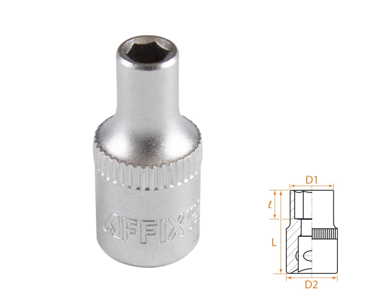 Головка торцевая стандартная шестигранная 1/4", 4 мм AFFIX AF00020004