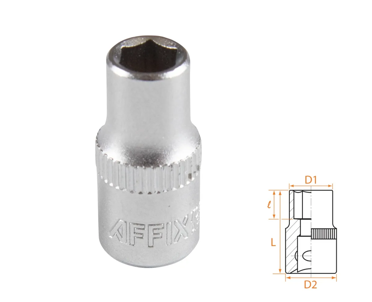 Головка торцевая стандартная шестигранная 1/4", 6 мм AFFIX AF00020006