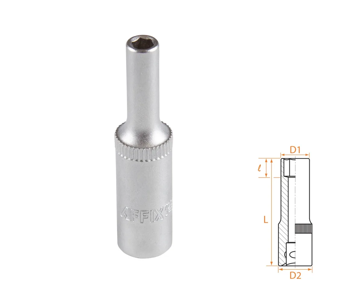 Головка торцевая глубокая шестигранная 1/4", 4 мм AFFIX AF00120004