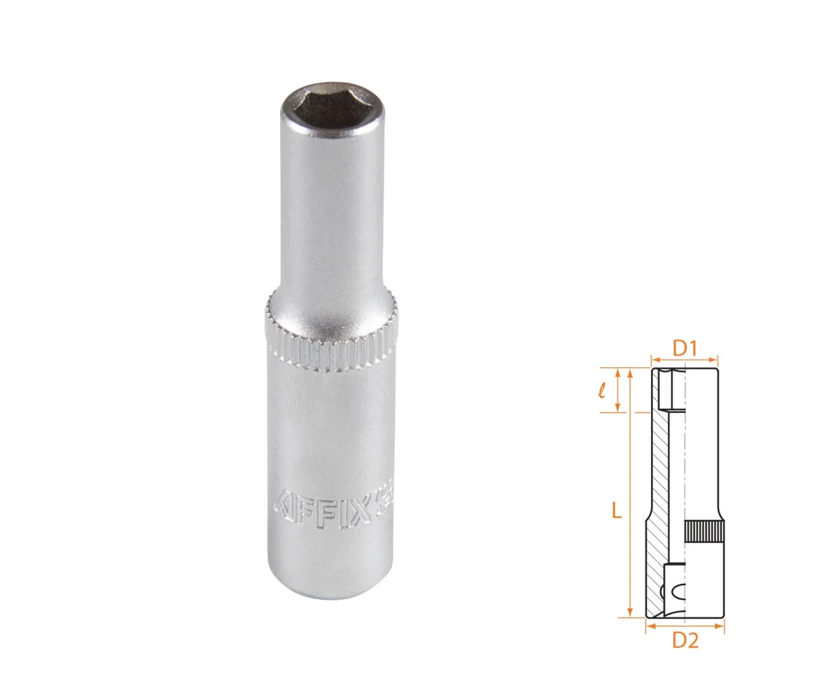 Головка торцевая глубокая шестигранная 1/4", 6 мм AFFIX AF00120006