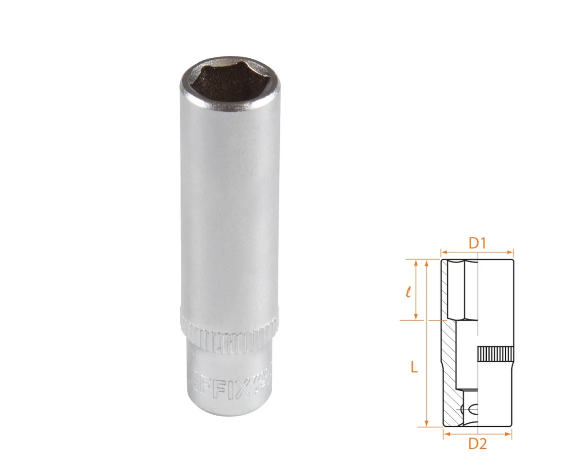 Головка торцевая глубокая шестигранная 1/4", 9 мм AFFIX AF00120009
