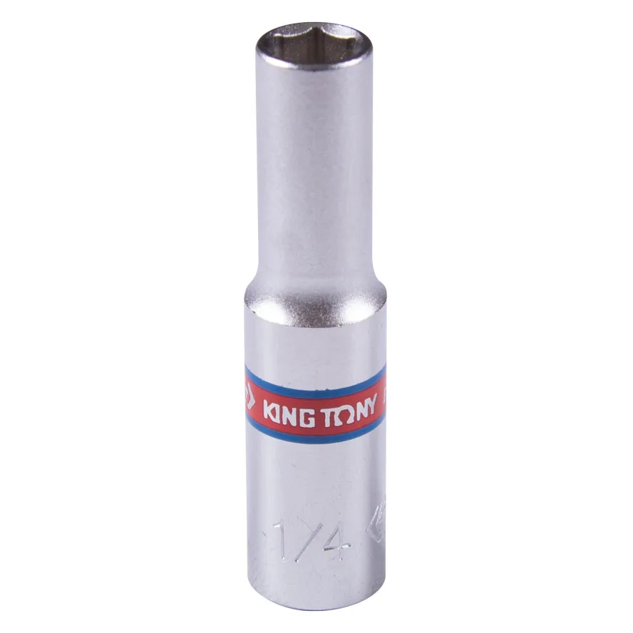 Головка торцевая глубокая шестигранная 1/4", 1/4", дюймовая KING TONY 223508S