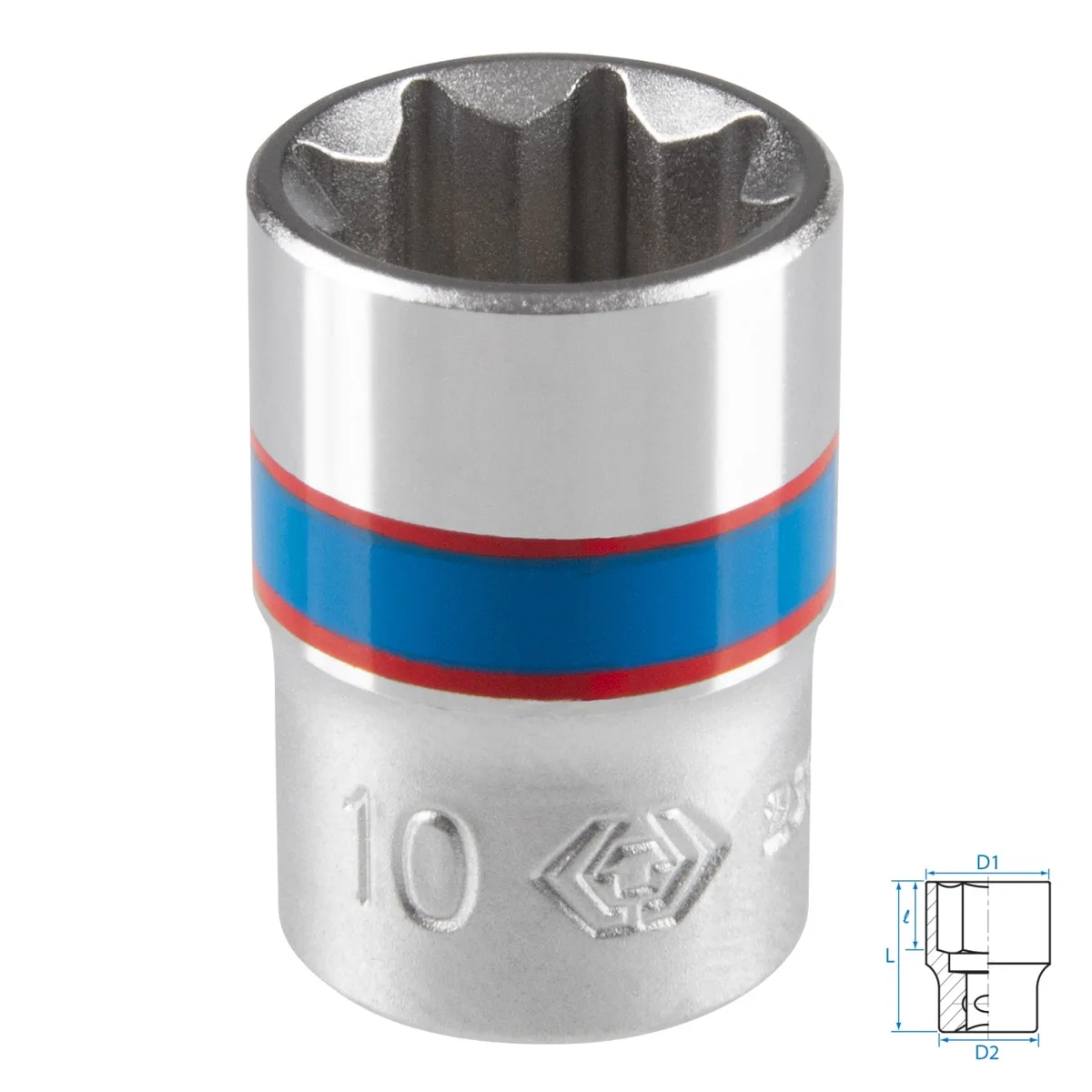 Головка торцевая восьмигранная 1/4", 10 мм KING TONY 231010M