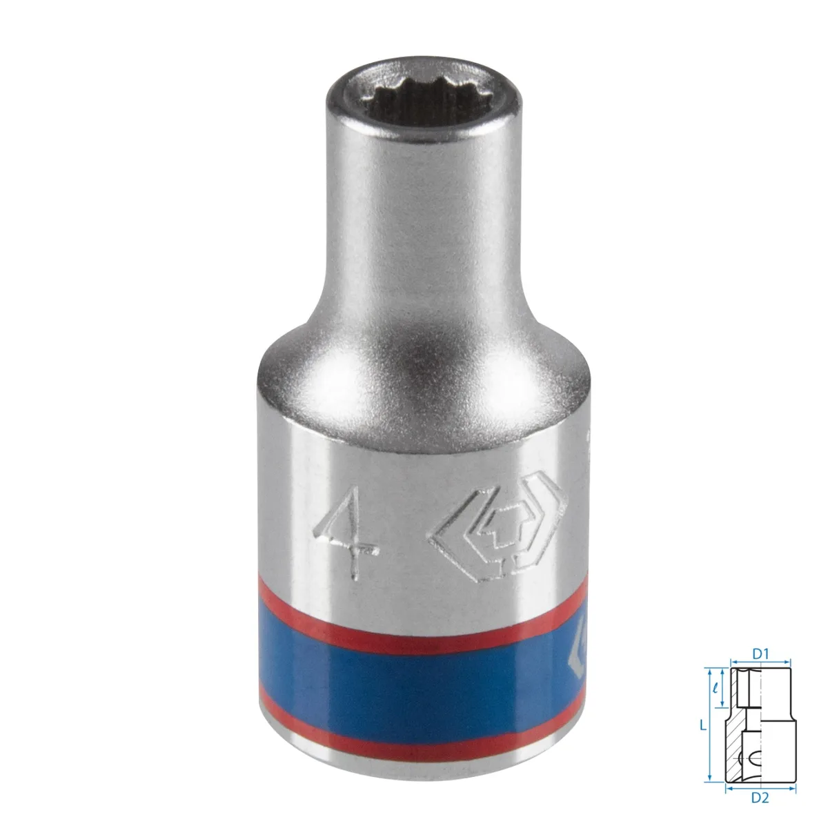 Головка торцевая стандартная двенадцатигранная 1/4", 4 мм KING TONY 233004M