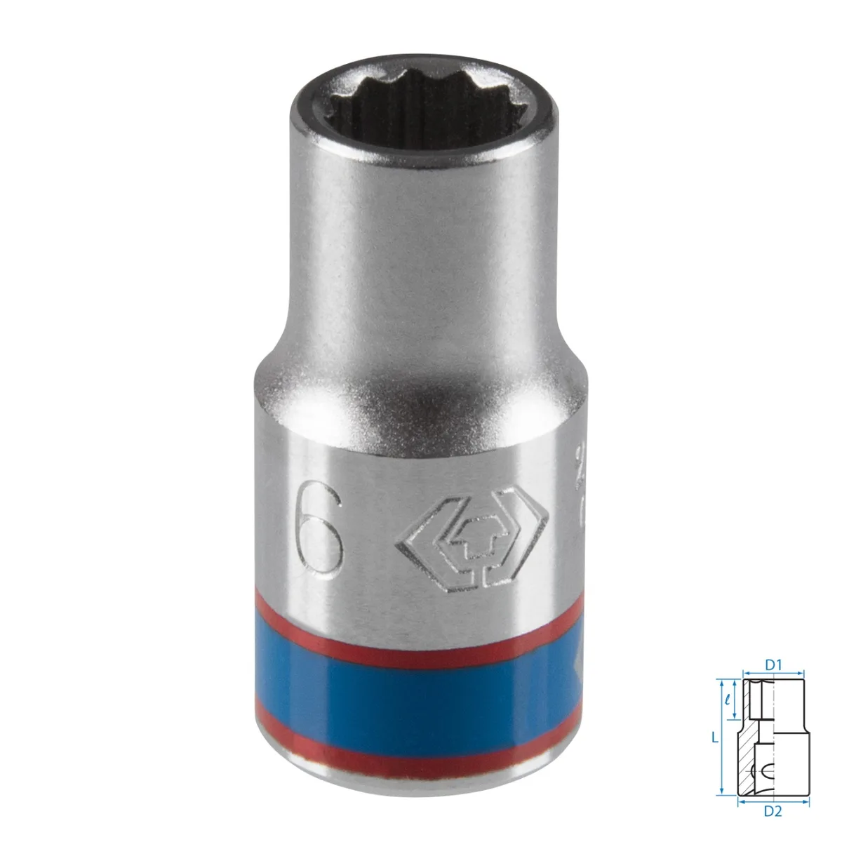 Головка торцевая стандартная двенадцатигранная 1/4", 6 мм KING TONY 233006M